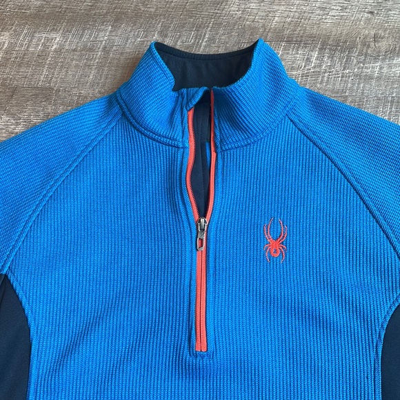 Spyder Men’s Outbound Quarter Zip Pullover Blue and Black Sweater—Men’s Size S - Picture 3 of 11